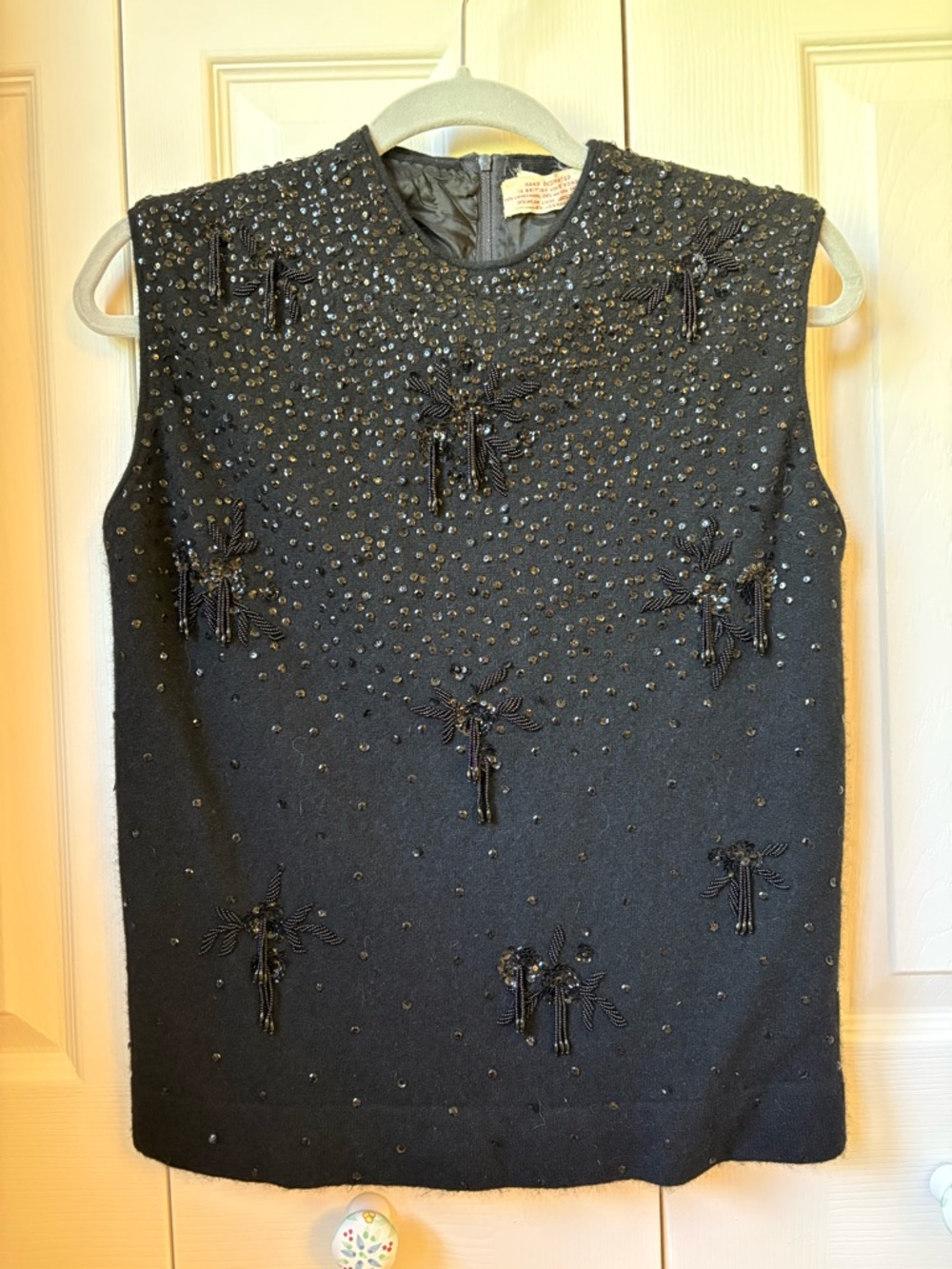 Vintage (1960’s) Black Sleeveless Beaded Top - RARE!